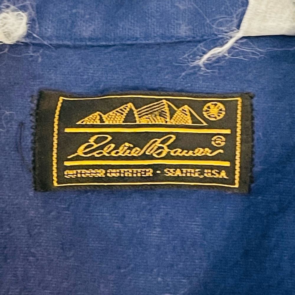 Vintage 1970s/1980s Blue &Tan Chamois Flannel Shirt by Eddie Bauer Size XL - Picture 2 of 4